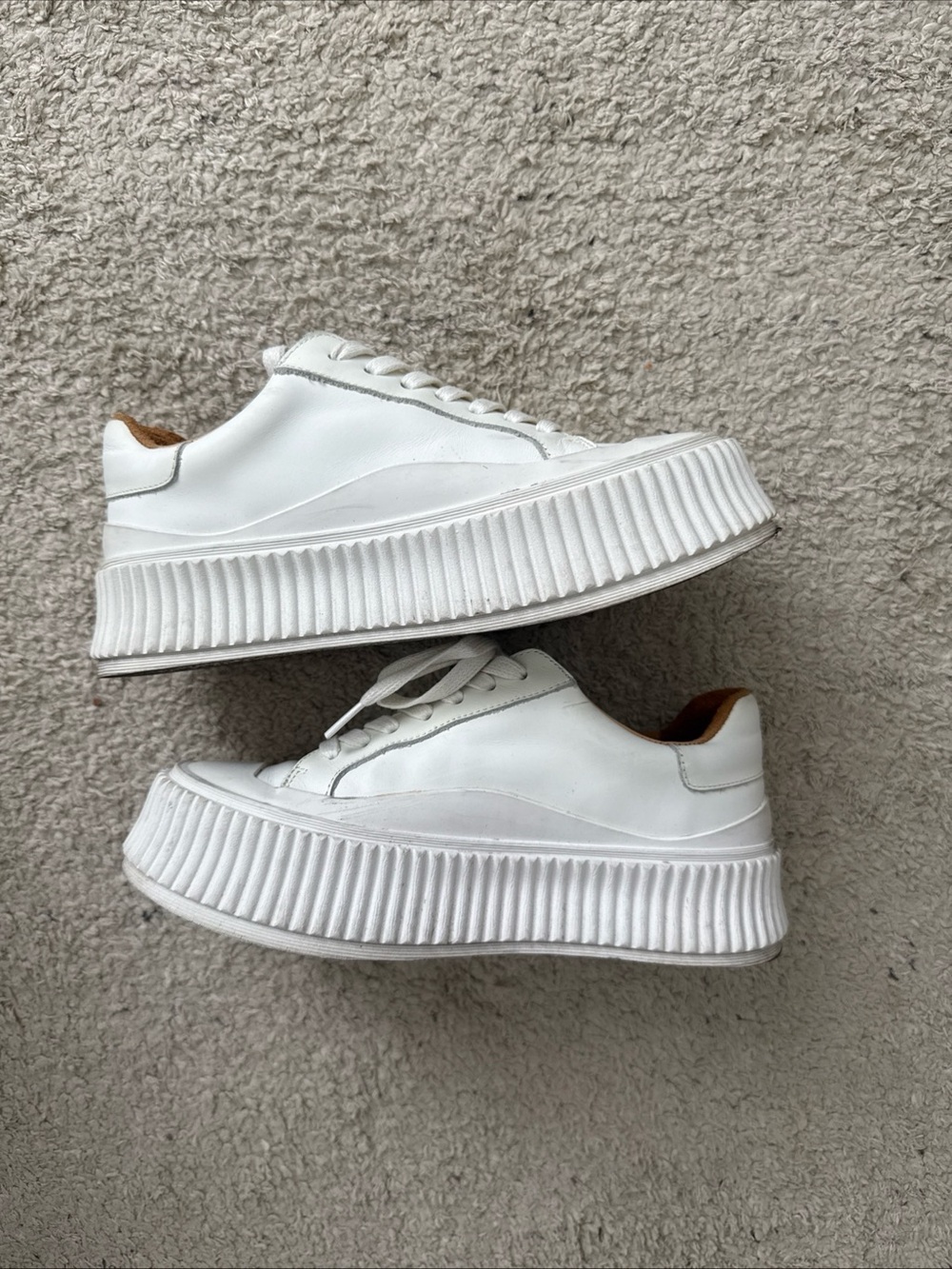 Jil Sander White Platform Lace-Up Sneakers size 36